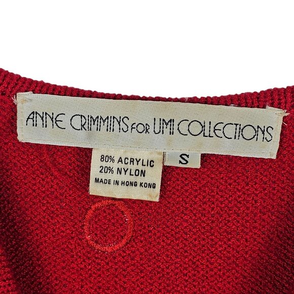 Anne Crimmins Women's S Vintage Red/White Polka Dot Whimsical Bow Front Cardigan - Picture 4 of 10
